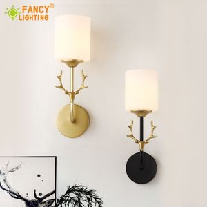 E27 LED ampoule moderne intérieur applique bois mur LED lumière noir doré verre luminaire pour chambre salon 277v