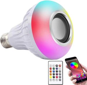 Bombillas led E27 Smart RGB Wireless Bluetooth Speaker Bulb 12W Lámpara LED Luz Reproductor de música Audio regulable con control remoto de 24 teclas