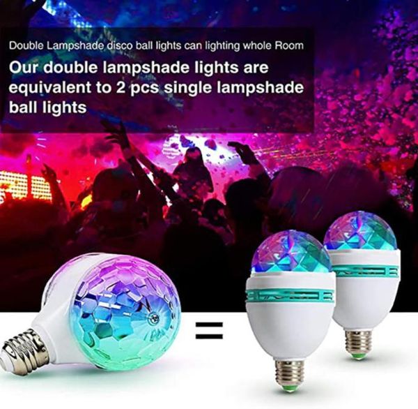 E27 LED double tête magique LED effets lumière de scène 85265 V tête rotative 6 W ampoule de lampe disco colorée pour la fête de vacances de Noël Ba3847220
