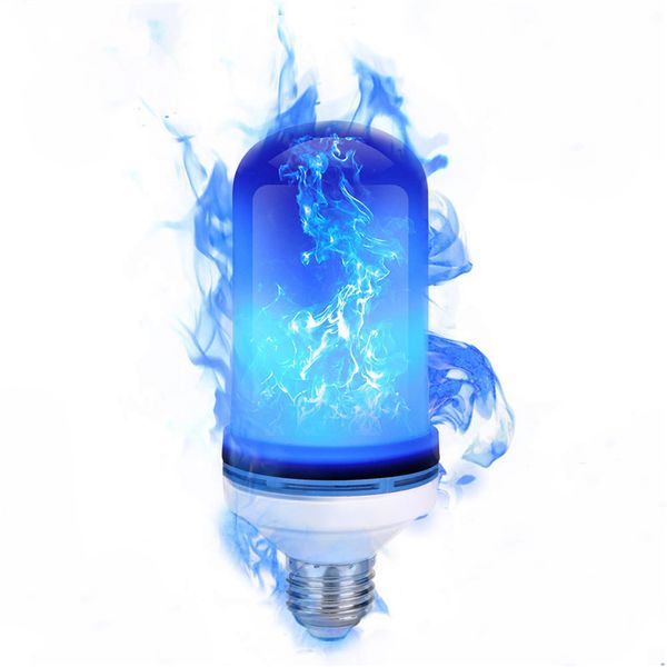 Bombilla LED E27 con efecto de llama, luz de emulación parpadeante, 3 modos, lámpara LED de llama azul para decoración navideña de Halloween