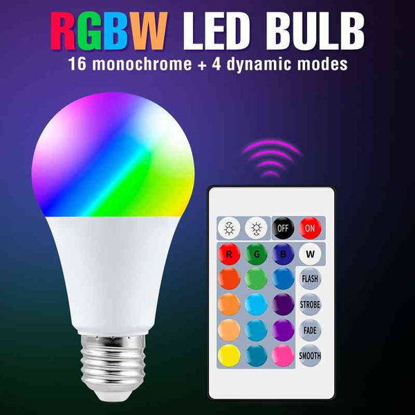 E27 Lumière RGB LED Gradation Projecteur Ampoule 220V Magique Ampoules 10W 15W LED Coloré Smart Lights E14 Sans Fil IR À Distance Ampoule H220428