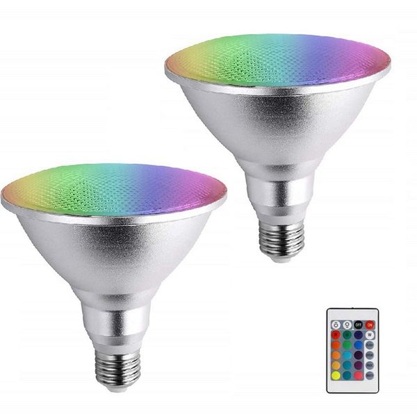 E27 PAR38 LED Spot Dimmable RGB Ampoule Magic Stage Light 10w 20W 30w Lampe à ampoule à changement de couleur Projecteur extérieur avec télécommande