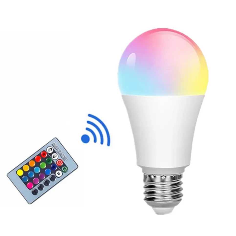 E27 RGB LED-glödlampor AC 110-240V LED IR Remote Smart Control Lamp 4W 10W 15W Förändrad färgglad RGBW Magic Bulb Home Decor
