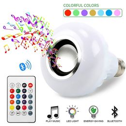 E27 Smart LED-licht Draadloze Bluetooth-luidspreker + 12W RGB-lamp LED-lamp 110V 220V Led-licht Muziekspeler Audio met afstandsbediening Slimme elektronica