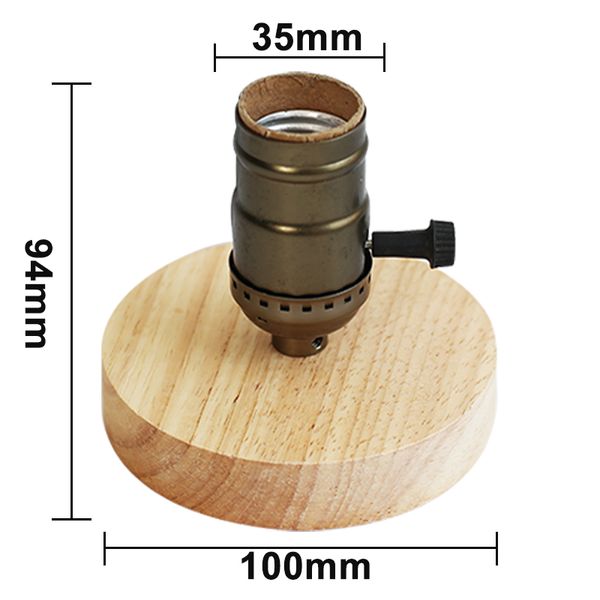 E27 Bas de table en bois rétro de socket bulbe LED 220V Plug en aluminium à incandescence pour décoration de chambre Light Witting en bois