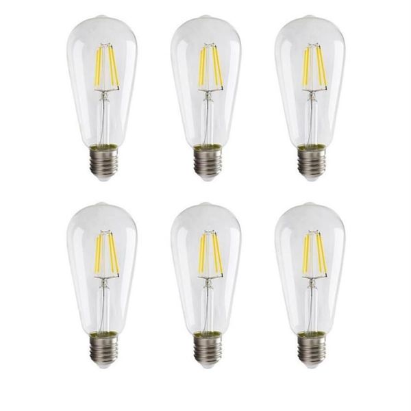 E27 ST64 LED Bulbes Vintage LED Filament Bulbe Retro Lights 2W 4W 6W 8W WHITE CHAUD AC110-240V240O