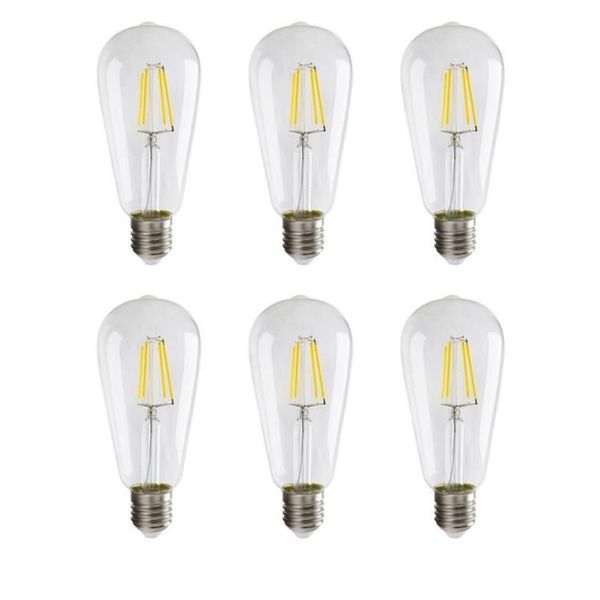 E27 ST64 LED Bulbes Vintage Filament LED Bulbe Retro Lights 2W 4W 6W 8W WHITE CHAUD AC110-240V348Y