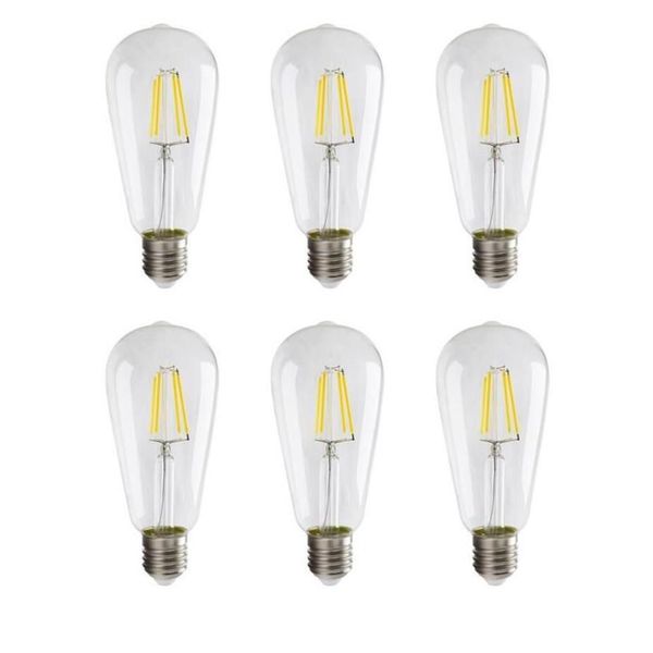 E27 ST64 LED Bulbes Vintage Filament LED Bulbe Retro Lights 2W 4W 6W 8W WHITE CHAUD AC110-240V305M