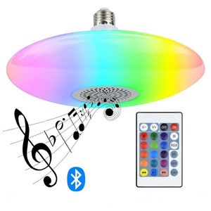 E27 UFO Musique Ampoule Lumière 18W 30W 48W RVB Smart LED Bluetooth Haut-Parleur Scène De Fête avec 24 Touches Télécommande