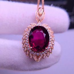 E401 Tourmaline Pendant Fine Bijoux Real 18 K Gold 100 Natural Rubi 71CT Collier de diamants de diamants 240511