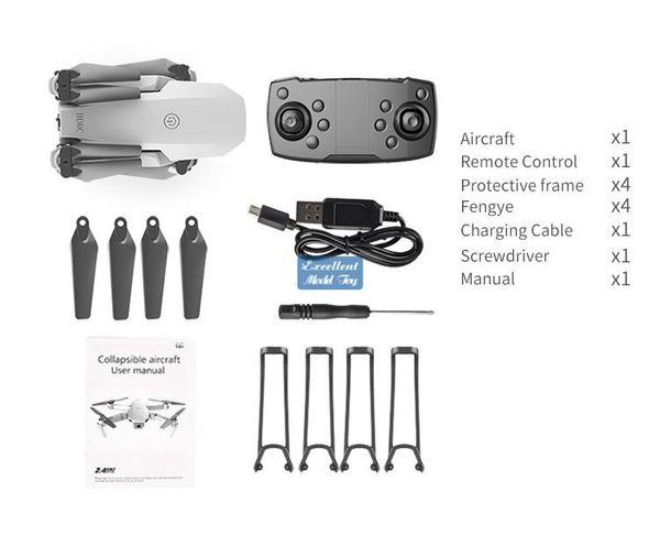 E59 4K Caméra WIFI FPV Mini Drone Jouet pour Débutant, Vol sur Piste, Maintien d'Altitude, Retour à Un Bouton, Prise de Photo Gestuelle, Cadeau de Noël pour Enfant, 3-3