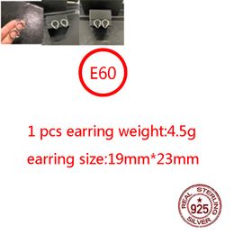E60 S925 Boucles d'oreilles en argent sterling Mode Personnalisé Punk Style Cercle Conique Lettre Forme Cadeau pour les Amoureux