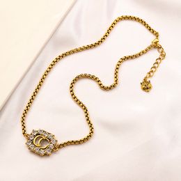 E67g Colliers pendentif ne se fanent jamais 14 carats plaqué or marque de luxe pendentifs en acier inoxydable lettre collier ras du cou chaîne tête de tigre