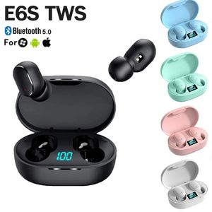 E6S Mini TWS Auriculares inalámbricos Auriculares Sonido de alta fidelidad Bluetooth 5.0 con micrófono dual Pantalla digital LED Auriculares Emparejamiento automático Colores de actualización A6S