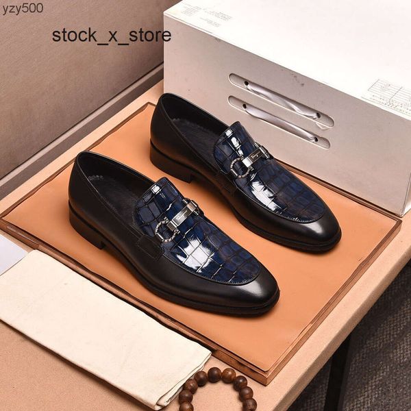 E7TI Feragamo Mode Hommes Formel 38-44 Chaussures Habillées D'affaires Top Qualité Taille Mâle Casual Véritable Mocassins En Cuir Appartements Marque Designer Fête De Mariage 6UFM