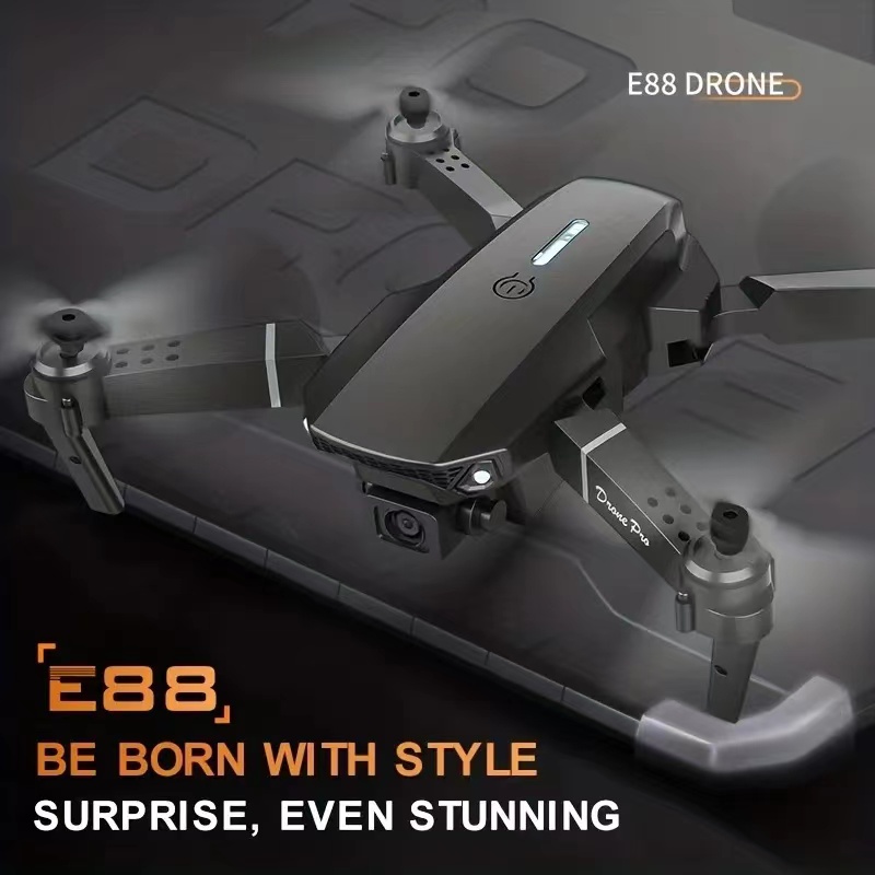 E88 Pro Drone With 4K Camera, WiFi FPV 1080P HD Dual Foldable RC Quadcopter Altitude Hold, Headless Mode, Visual Positioning, Auto Return Mobile App Control