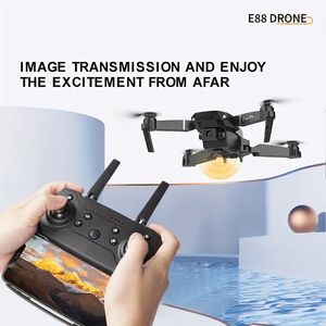 Drone de configuration supérieure E88 Pro avec double caméra HD, UAV de photographie aérienne à retour à une touche, jouet de drone télécommandé quadrirotor à hauteur de flux optique