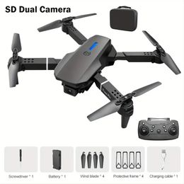 Drone quadrirotor E88 RC : double caméra et maintien d'altitude, démarrage à une touche, lumières LED, matériau ABS durable, drone abordable, idéal pour les cadeaux de Noël/anniversaire, jouets