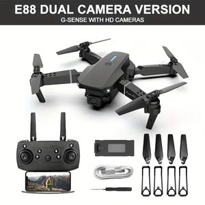 Drone E88PRO, double caméra, WiFi FPV HD, double télécommande pliable, maintien de la hauteur, mode sans tête, retour automatique, contrôle de l'application mobile