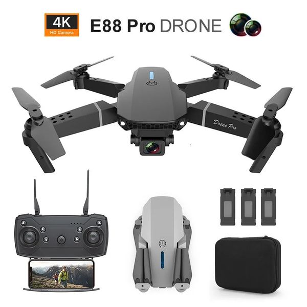 E88Pro RC Drone 4k professionnel avec caméra Hd grand Angle HD pliable Mini hélicoptère télécommandé avion jouet 240118