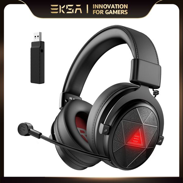 Casque de jeu sans fil E910 5,8 GHz avec micro ENC Casque sans fil à faible latence 15 ms Gamer 7.1 Surround pour PS4/PS5/PC/TV