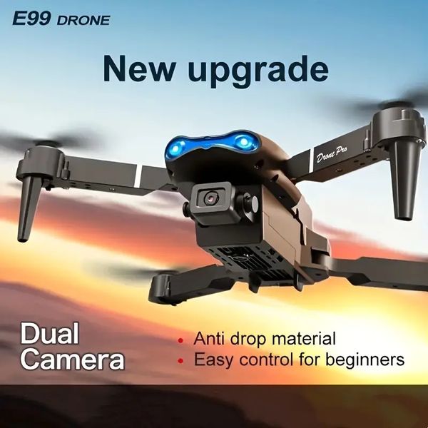 Le drone E99 est équipé de deux caméras, de contrôle d'application mobile, de vol en intérieur, de cadeaux d'Halloween/Noël/Nouvel An