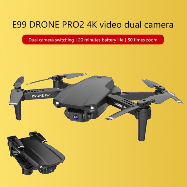 E99 Pro Dual 4K / 1080p Drone Vuelo Plegable RC Quad copter con Wifi FPV Cámara Drones sin cabeza