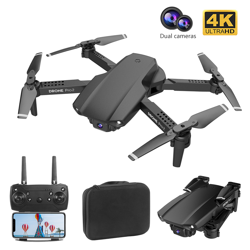 E99 Pro2 Mini Drone 4K HD Dual Lens Double Camera WiFi Real-time Transmission FPV Cameras Foldable RC Quadcopter Toy