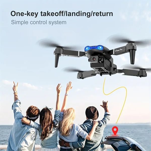Drone télécommandé E99 avec caméra HD, décollage et atterrissage à une touche, vol stationnaire stable à hauteur fixe, roulement de cascade à 360° à une touche, avion à quatre axes, drone pliable
