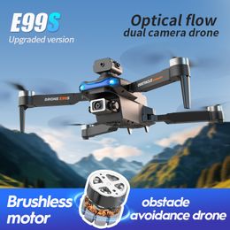 Drone à moteur sans balais E99S HD, double caméra, télécommande WiFi, flux optique, quadricoptère en vol stationnaire, Mode sans tête, 2.4G, pliable, FPV, jouet, cadeaux