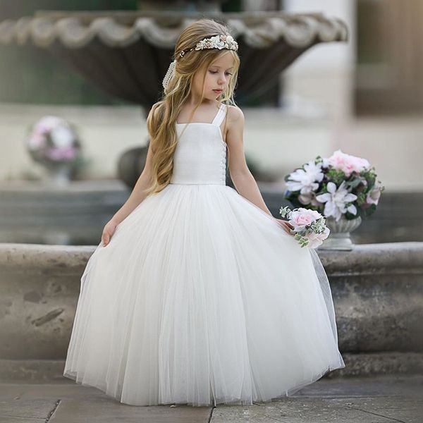 EACHIN Filles Robes Blanc Tulle Longues Robes Pour Enfants Pour Robe De Mariée Costume De Scène Fête Robe De Noël Enfants Robe De Princesse 210303