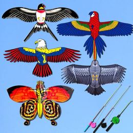 Eagle Kite Línea de 30 metros Grandes cometas de aves voladoras Regalos de dibujos animados Familia Familia Jardín Outdoor Diy Toy 240407