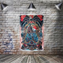 Eagle Ship Japanse tattoo art poster vlags banner woondecoratie opknoping vlag 4 Gromer in hoeken 3 * 5ft 96 * 144cm Painting Wall Art Print Posters