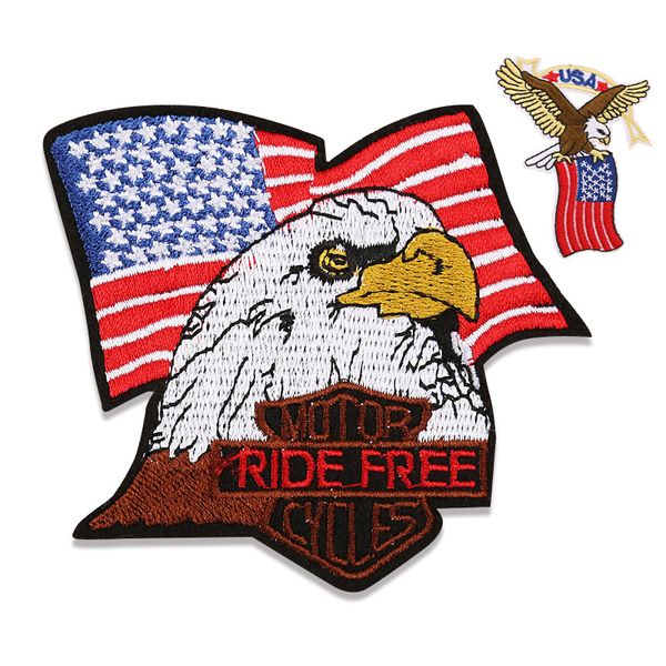 Eagle USA Drapeau de haute qualité brodé brodé fer à repasser sur les patchs de veste pour vêtement badges autocollants vêtement appliques en gros