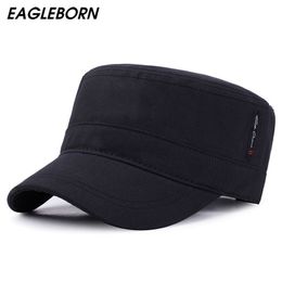 EAGLEBORN 2020 classique Vintage plat haut hommes lavé casquettes et chapeau réglable ajusté plus épais hiver chaud militaire chapeaux pour hommes T3315