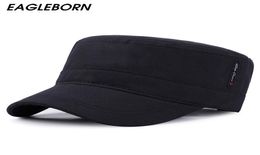 EAGLEBORN 2020 Classic Vintage Flat Top para hombre gorras lavadas y sombrero ajustable ajustable gorra más gruesa invierno cálido sombreros militares para hombres T9130913