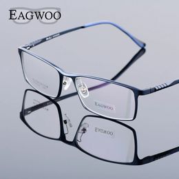 Eagwoo Aluminium Mannen Brede Gezicht Recept Brillen Volledige Rand Optische Frame Business Bril Licht Groot Spektakel MF2351 240313