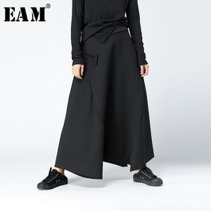 [EAM] printemps automne mode nouveau souper lâche Hip Hop pantalon croisé personnalité couleur unie grande taille pantalon femme YA63201 201031