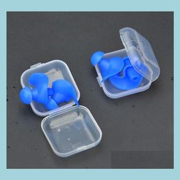 Suministro de cuidado del oído Durable Soft Sile Tapones para los oídos Protector Tapón para los oídos Adt Hombres y mujeres Natación Tapones para los oídos en espiral impermeables con caja Mticolor Dhdie