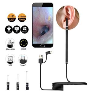 Oreille alimentation epack dans l'oreille Nettoyage Endoscope Spoon Mini Piconneur de caméra Retrait de cire Visual Mouth Nez Otoscope Support Android PC2345098