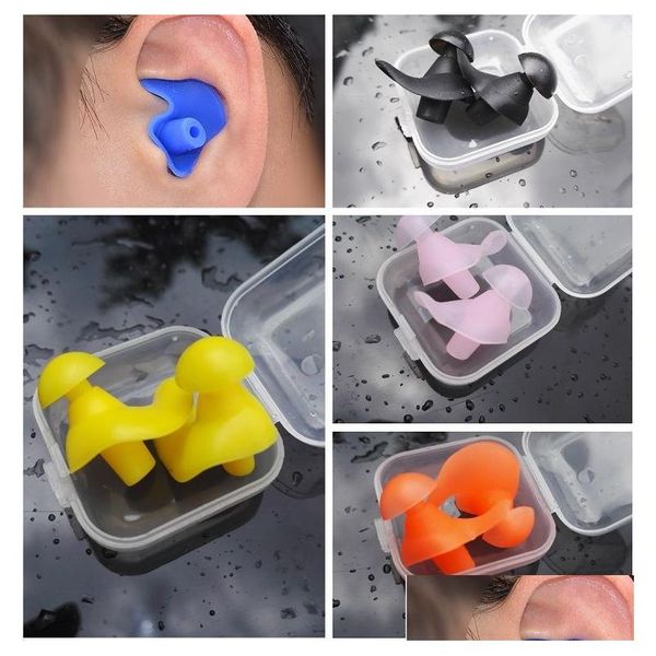 Soins des oreilles Fourniture Étanche Natation Professionnelle Sile Swim Bouchons D'oreilles Pour Adt Nageurs Enfants Plongée Doux Antibruit Plug Drop Delive Dhoyf