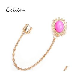 Ear manchet 1 stuk Tassel ketting clip oorbellen groen roze acryl charmes lange statement voor vrouwen punk single oorring groothandel druppel de ot45v