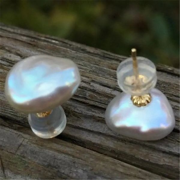 Boucles d'oreilles en perles baroques grises, manchette d'oreille 1011mm, clou d'oreille 18k, cadeau pendant AAA, mode Aurora TwoPin 231005