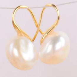Boucles d'oreilles en perles baroques blanches, 1012mm, plaqué or 18 carats, crochet chic en forme de larme, élégant, pendant naturel, 231005