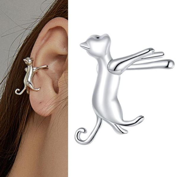 Ear Cuff 1 pieza anillos de plata 925 para mujer joyería de gato diseño único 925 Sterling Brincos SCE967 2211071085988