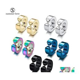 Boucle d'oreille 5 style en acier inoxydable hommes femmes clip sur boucles d'oreilles cerceau hie non piercing mode cercle clips bijoux en gros drop deliv dhisk