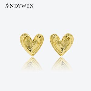 Oor Manchet ANDYWEN 925 Sterling Zilver Goud Grote Hart Nageloorring Liefde Vrouwen Luxe Fijne Sieraden Onregelmatige Rock Punk Juwelen 230718