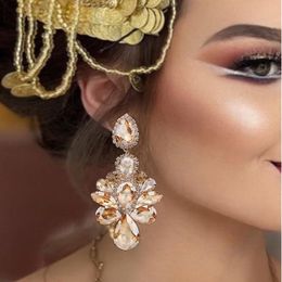 Ear Cuff Aretes Design Big kleurrijke kristallen druppel oorbellen hoogkwaliteit mode sieraden accessoires voor vrouwen groothandel 230306