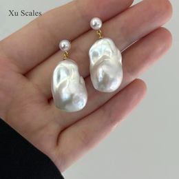 Manchette d'oreille baroque 15-25mm perle d'eau douce naturelle rétro irrégulière boucles d'oreilles doubles perles tempérament Premium bijoux pour femmes cadeau 231115