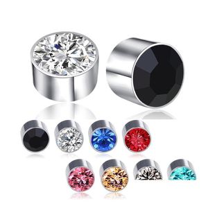 Boucle d'oreille BK en acier inoxydable santé clip magnétique sur boucles d'oreilles pour hommes femmes cristal punk hypoallergénique sans trou percé bijoux D DHFQI